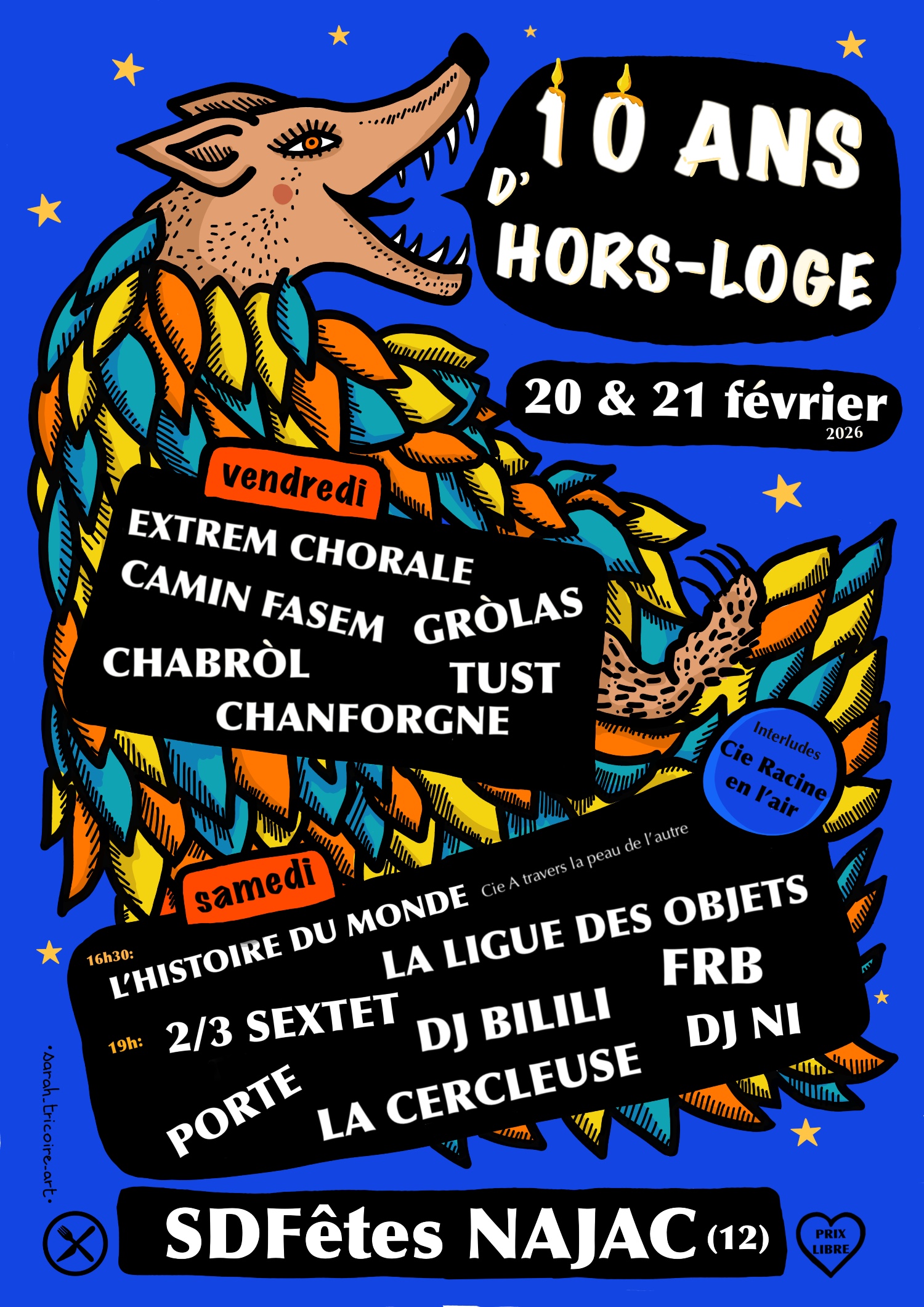 Affiche annoncant la programmation du festival pour les 10 ans de l'Hors Loge