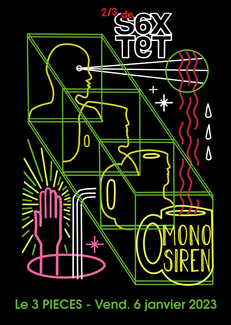 Affiche du concert avec Mono Siren au 3 Pices janvier 2023